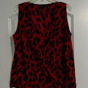 International Concepts, Size 12 sleeveless blouse. Red/black animal print.